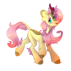 Size: 1000x1000 | Tagged: safe, artist:k0potb, derpibooru import, fluttershy, kirin, original species, collaboration, g4, cloven hooves, collaboration:bestiary of fluttershy, female, kirin fluttershy, kirin-ified, simple background, solo, species swap, transparent background