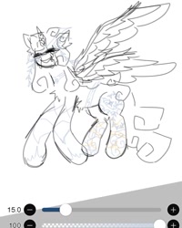 Size: 720x901 | Tagged: safe, artist:vtxxdd, derpibooru import, oc, oc only, oc:breezing supernovae, alicorn, pony, armor, art program in frame, crying, ibispaint x, sketch, smiling, solo