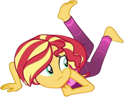 Size: 3207x2520 | Tagged: safe, derpibooru import, edit, edited screencap, editor:mrtoonlover83, screencap, sunset shimmer, human, equestria girls, g4, background removed, clothes, female, not a vector, pants, solo, yoga, yoga pants