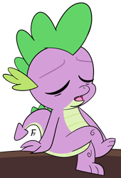 Size: 1973x2908 | Tagged: safe, artist:frownfactory, derpibooru import, spike, dragon, g4, eyes closed, male, simple background, sitting, solo, transparent background