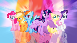 Size: 1280x720 | Tagged: safe, artist:lillianlover2007, derpibooru import, applejack, fluttershy, pinkie pie, rainbow dash, rarity, twilight sparkle, twilight sparkle (alicorn), alicorn, earth pony, pegasus, unicorn, g4, female, horn, mane six