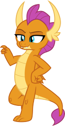 Size: 3000x5773 | Tagged: safe, artist:cloudy glow, derpibooru import, smolder, dragon, g4, molt down, dragoness, female, leaning, simple background, solo, transparent background, vector