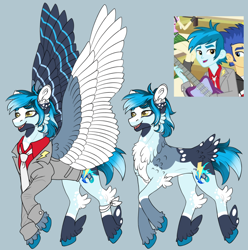 Size: 1280x1292 | Tagged: safe, artist:malinraf1615, derpibooru import, thunderbass, pegasus, pony, colored wings, concave belly, equestria girls ponified, multicolored wings, ponified, slender, solo, species swap, sternocleidomastoid, thin, wings