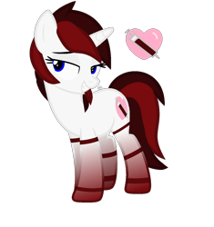 Size: 1318x1402 | Tagged: safe, artist:av, derpibooru import, oc, oc only, oc:blood drop, pony, unicorn, base used, bedroom eyes, blue eyes, gradient legs, horn, red hair, red mane, sharp teeth, simple background, solo, teeth, transparent background, white coat