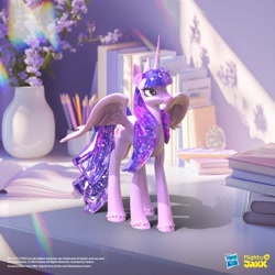 Size: 1080x1080 | Tagged: safe, derpibooru import, part of a set, princess twilight 2.0, twilight sparkle, twilight sparkle (alicorn), alicorn, pony, concave belly, english, ethereal mane, ethereal tail, female, figurine, hasbro, hasbro logo, indoors, kwistal plus, logo, long legs, mare, mighty jaxx, official, older, older twilight, older twilight sparkle (alicorn), partially open wings, quadrupedal, slender, tail, tall, thin, toy, unshorn fetlocks, wings