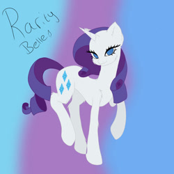 Size: 894x894 | Tagged: safe, artist:harriet0105, derpibooru import, rarity, pony, unicorn, bipedal, concave belly, female, gradient background, horn, mare, slender, solo, thin