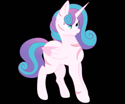 Size: 980x815 | Tagged: safe, artist:harriet0105, derpibooru import, princess flurry heart, alicorn, pony, g4, adult flurry heart, black background, female, folded wings, hair over one eye, mare, no shading, older, older flurry heart, scar, simple background, solo, tail, two toned hair, two toned mane, two toned tail, wings