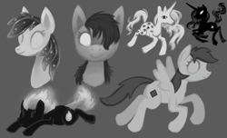 Size: 1680x1024 | Tagged: safe, artist:acura, derpibooru import, oc, oc only, pony, looking at you, monochrome, side view, sketch, sketch dump, unnamed oc