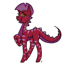 Size: 7000x6500 | Tagged: safe, artist:katyusha, derpibooru import, oc, oc only, oc:cinnabar, lizard, pony, concave belly, female, requested art, simple background, solo, white background