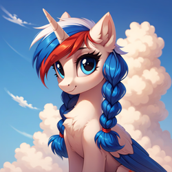 Size: 1024x1024 | Tagged: safe, ai content, derpibooru import, generator:pony diffusion v6 xl, generator:stable diffusion, machine learning generated, oc, oc:marussia, alicorn, pony, nation ponies, outdoors, prompter:teonanakatle, russia, sky, solo