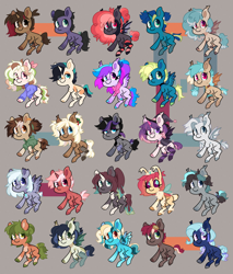 Size: 2600x3050 | Tagged: safe, artist:lionbun, derpibooru import, oc, oc only, oc:apple dawn, oc:coco cream, oc:cyan blue, oc:cyber cavea, oc:dreamheart, oc:hazel pie, oc:junkers, oc:lightning frost, oc:lime night, oc:mellifera, oc:midnight gleam, oc:midnight spark, oc:novellis, oc:peach velvet, oc:rasp berry, oc:ribbon moon, oc:rogue solence, oc:screaming heart, oc:seafoam bay, oc:shallow tarn, oc:spring blossom, oc:wanda, oc:wild spark, oc:winter fall, oc:wish freckle, bat pony, earth pony, pegasus, unicorn, bat pony oc, chibi, earth pony oc, family, female, horn, male, mare, pegasus oc, relationships, stallion, unicorn oc