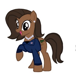 Size: 1280x1280 | Tagged: safe, artist:redmoldyapples, derpibooru import, earth pony, pony, 21st century, american flag, blazer, blouse, female, kamala harris, ponified, simple background, solo, species swap, united states of america, white background