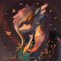 Size: 2560x2560 | Tagged: safe, artist:flightless birdie, artist:ptichorbirdie, derpibooru import, oc, oc only, pegasus, pony, abstract background, bust, clothes, ear fluff, ears, solo