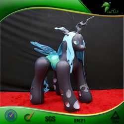 Size: 600x600 | Tagged: safe, derpibooru import, queen chrysalis, changeling, changeling queen, inflatable pony, g4, bootleg, carpet, eyeshadow, female, frame, hongyi, indoors, inflatable, irl, lidded eyes, makeup, obtrusive watermark, photo, red carpet, shiny, standing, translucent inflatable, transparent legs, watermark, wings