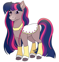 Size: 690x721 | Tagged: safe, artist:byefella, derpibooru import, twilight sparkle, horse, alternate design, brown coat, clothes, female, mare, simple background, solo, style emulation, tail, transparent background, two toned mane, two toned tail, unshorn fetlocks, wavy mane, wavy tail, wild manes, wild manesified