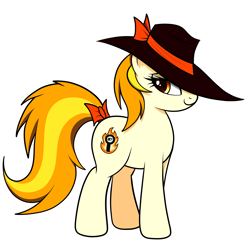 Size: 3086x3086 | Tagged: safe, artist:vomitvomiting, derpibooru import, oc, oc only, oc:cinder dick, pony, bow, hat, simple background, solo, tail, tail bow, white background