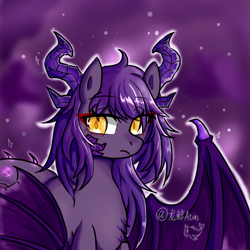 Size: 4096x4096 | Tagged: safe, artist:dw_atias, derpibooru import, oc, oc only, oc:nightscale, dracony, dragon, hybrid, pony, female, horns, slit eyes, solo