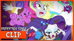 Size: 1280x720 | Tagged: safe, derpibooru import, bulk biceps, derpy hooves, princess thunder guts, rarity, choose your own ending, equestria girls, g4, lost and pound, lost and pound: rarity, mud