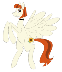 Size: 1284x1492 | Tagged: safe, artist:squeezy_squish, derpibooru import, oc, oc only, oc:poppy posy, pegasus, pony, collar, pegasus oc, rearing, simple background, solo, spread wings, white background, wings