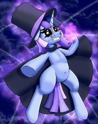 Size: 2184x2754 | Tagged: safe, artist:xppp1n, derpibooru import, oc, oc:flawless sparklemoon, unicorn, cape, clothes, female, fusion, fusion:trixie, fusion:twilight sparkle, fusion:twixie, hat, horn, levitation, magic, mare, my little pony the movie: the death of twilight sparkle, solo, telekinesis, top hat