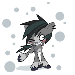 Size: 500x500 | Tagged: safe, artist:doodlesinky, derpibooru import, oc, oc only, oc:inky doodles, pegasus, 2000s, blaze (coat marking), chibi, coat markings, ear piercing, facial markings, freckles, old internet, pegasus oc, piercing, scenecore, simple background, socks (coat marking), solo, unshorn fetlocks