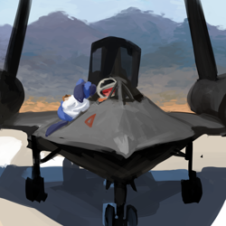 Size: 2000x2000 | Tagged: safe, artist:redruin01, derpibooru import, pony, clipboard, clothes, duo, helmet, jacket, jet, outdoors, plane, runway, sr-71 blackbird