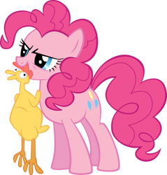 Size: 900x940 | Tagged: safe, artist:cloudshadezer0, derpibooru import, pinkie pie, earth pony, pony, dragonshy, g4, female, mare, mouth hold, rubber chicken, simple background, solo, transparent background, vector