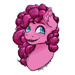 Size: 1080x1080 | Tagged: safe, artist:theghostigooart, derpibooru import, pinkie pie, earth pony, g4, bust, female, simple background, solo, white background