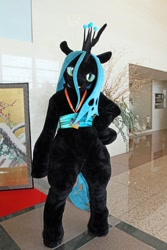 Size: 600x900 | Tagged: safe, derpibooru import, queen chrysalis, 2017, clothes, cosplay, costume, fursuit, indoors, irl, photo, solo