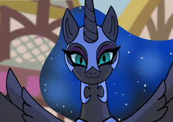 Size: 1216x862 | Tagged: safe, artist:klondike, derpibooru import, nightmare moon, alicorn, pony, g4, looking at you, my little pony the movie: the death of twilight sparkle, redraw