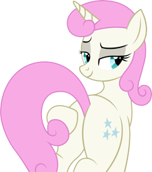 Size: 4005x4534 | Tagged: safe, artist:mlptmntfan2000, derpibooru import, twinkleshine, pony, unicorn, g4, butt, butt touch, female, flank, horn, looking back, mare, plot, simple background, solo, sultry pose, transparent background, vector