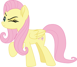 Size: 3458x3000 | Tagged: safe, artist:cloudy glow, derpibooru import, fluttershy, pegasus, pony, g4, female, mare, movie accurate, my little pony: rainbow roadtrip, one eye closed, simple background, solo, transparent background, vector