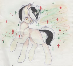 Size: 2126x1921 | Tagged: artist needed, safe, derpibooru import, oc, oc:dream gray, pony, unicorn, golden eyes, horn, magic, male, old art, simple background, solo, stallion, traditional art, unicorn oc, white background