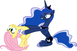 Size: 3800x2505 | Tagged: safe, artist:ryanthebrony, derpibooru import, fluttershy, princess luna, alicorn, pegasus, pony, g4, duo, duo female, female, mare, simple background, transparent background, vector