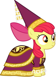 Size: 779x1074 | Tagged: safe, artist:jeatz-axl, derpibooru import, apple bloom, earth pony, pony, for whom the sweetie belle toils, g4, .svg available, clothes, dress, hat, hennin, princess apple bloom, simple background, solo, svg, transparent background, vector