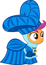 Size: 853x1212 | Tagged: safe, artist:jeatz-axl, derpibooru import, scootaloo, pegasus, pony, for whom the sweetie belle toils, g4, .svg available, clothes, dress, hat, simple background, solo, svg, transparent background, vector