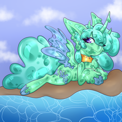 Size: 2100x2100 | Tagged: safe, artist:asscadoodle, derpibooru import, oc, alicorn, original species, slime, solo