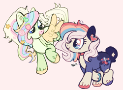 Size: 2176x1593 | Tagged: safe, artist:lastunicorn666, derpibooru import, oc, oc only, oc:hollie hobby, oc:melon cream soda, earth pony, pegasus, pony, duo, female, mare