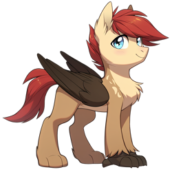 Size: 2048x2048 | Tagged: safe, ai content, derpibooru import, machine learning generated, oc, oc only, oc:ponygriff, hippogriff, hybrid, chest fluff, folded wings, hippogriff oc, looking at you, male, neck fluff, paws, prompter:pzkratzer, simple background, solo, standing, transparent background, wings