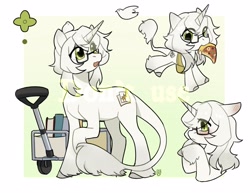 Size: 3300x2550 | Tagged: safe, artist:tabithaqu, derpibooru import, oc, pony, unicorn, female, food, glasses, horn, mare, pizza, solo