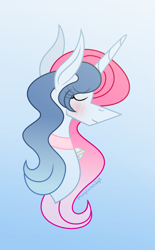 Size: 1159x1871 | Tagged: safe, artist:darbypop1, derpibooru import, oc, oc only, oc:melody everbelle, pony, unicorn, bust, crying, female, gradient background, horn, mare, portrait, solo