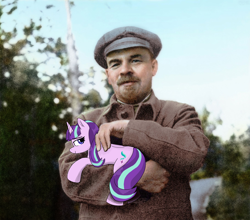 Size: 3000x2634 | Tagged: safe, artist:aubs, derpibooru import, starlight glimmer, human, pony, unicorn, holding a pony, horn, lenin, newbie artist training grounds, photo, photomanipulation, stalin glimmer, vladimir lenin