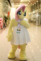 Size: 600x900 | Tagged: safe, derpibooru import, fluttershy, 2018, clothes, dress, fursuit, indoors, irl, photo, ponysuit, solo focus