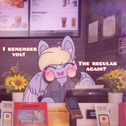 Size: 2664x2664 | Tagged: safe, artist:sodapop sprays, derpibooru import, part of a series, part of a set, derpy hooves, pegasus, pony, series:derpy can't catch a break, mcdonald's, text