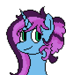 Size: 450x510 | Tagged: safe, alternate version, artist:nukepony360, derpibooru import, oc, oc only, oc:periwinkle, pony, unicorn, alternate character, artfight, bust, digital art, female, horn, mare, pixel art, portrait, simple background, solo, transparent background