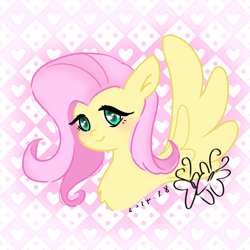 Size: 750x750 | Tagged: safe, artist:xiaotanhuan, derpibooru import, fluttershy, pegasus, pony, patterned background, solo