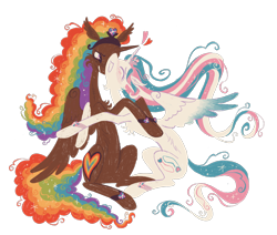 Size: 1854x1574 | Tagged: safe, artist:peaceandlove26, derpibooru import, oc, oc only, oc:princess aplomb, oc:princess varia, alicorn, pony, alicorn oc, blue wingtips, blush scribble, blushing, body fluff, bracelet, brown coat, brown eyelashes, cheek fluff, colored eyelashes, colored pupils, colored wings, colored wingtips, curly hair, curly mane, curly tail, duo, duo female, ear tufts, ethereal mane, ethereal tail, female, female oc, floating heart, flowing mane, flowing tail, gay pride flag, gradient wings, heart, horn, hug, jewelry, kissing, lesbian, long hooves, long horn, long legs, long mane, long neck, long tail, looking at someone, mare, mare oc, married couple, married couples doing married things, matching bracelets, multicolored hair, multicolored mane, oc x oc, partially open wings, pride, pride flag, princess oc, profile, purple eyelashes, purple eyes, rainbow hair, rainbow tail, shipping, simple background, sitting, slender, smiling, spread wings, tail, thin, three toned mane, three toned tail, transgender pride flag, transparent background, two toned eyes, unicorn horn, wall of tags, wavy mane, wavy tail, white coat, wings, wives