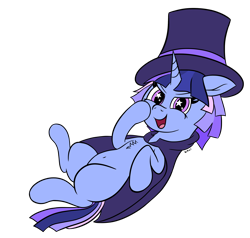 Size: 2238x2135 | Tagged: safe, artist:wapamario63, oc, oc only, oc:flawless sparklemoon, pony, unicorn, cape, chest fluff, female, hat, mare, open mouth, simple background, solo, top hat, transparent background