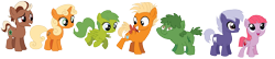 Size: 1584x344 | Tagged: safe, artist:meghan12345, derpibooru import, earth pony, pegasus, pony, unicorn, g4, cera, chomper (the land before time), colored wings, colt, ducky (the land before time), female, filly, foal, folded wings, group, horn, littlefoot, male, not an oc, open mouth, open smile, petrie, ponified, recolor, ruby (the land before time), simple background, smiling, species swap, spike (the land before time), spread wings, the land before time, transparent background, wings