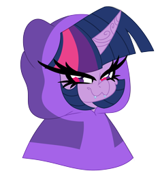 Size: 2000x2156 | Tagged: safe, artist:ladylullabystar, derpibooru import, twilight sparkle, pony, bust, clothes, fangs, hoodie, portrait, simple background, solo, transparent background